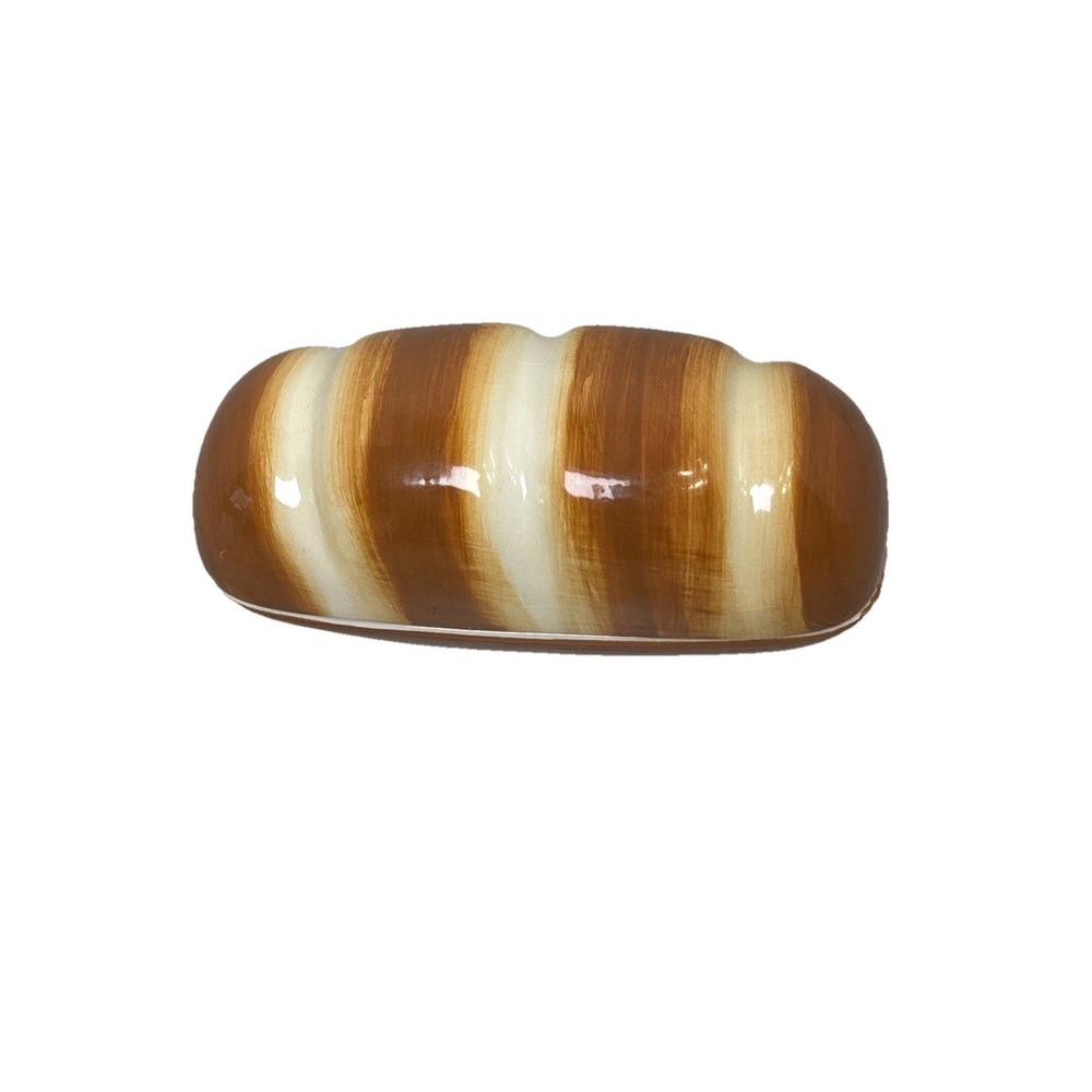 Target-Bullseye Loaf of Bread Ceramic Butter Dish Brown White Novelty Kitchen
